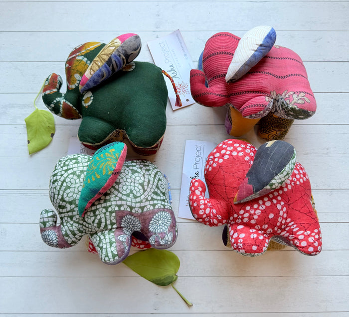Upcycled Sari Elephant Gift Stuffie / Home Decor- Fair Trade Made -Final Sale