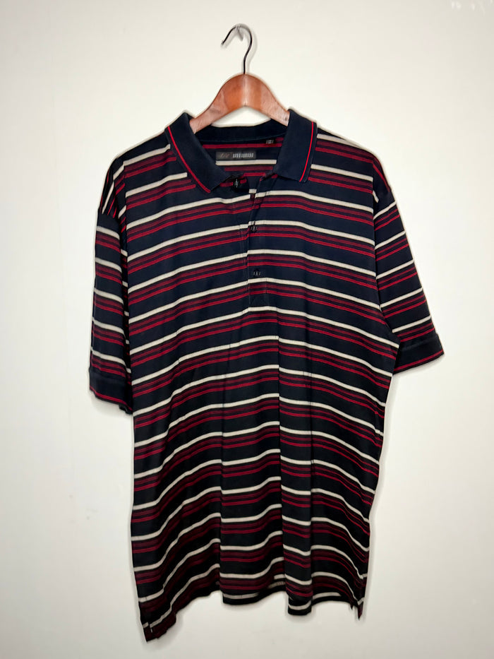Greg Norman striped polo — black (XL)