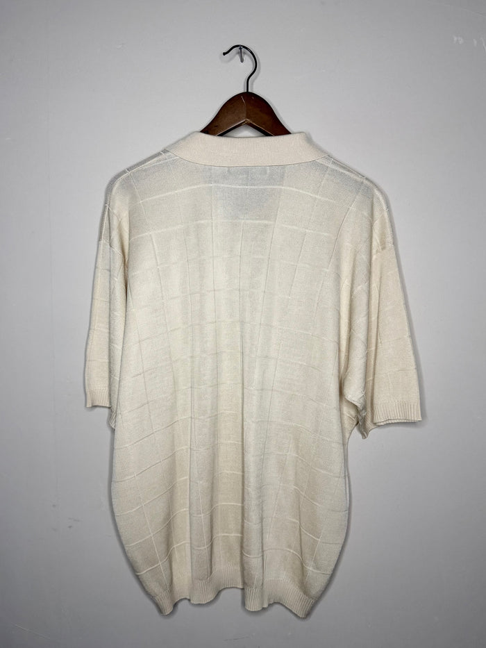 Johnston & Murphy silk polo — beige (L)