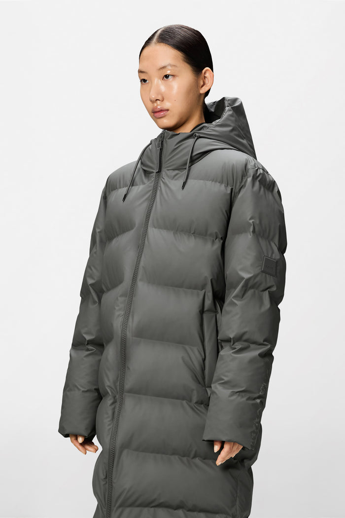 RAINS Alta Longer Puffer Jacket Grey Jacket
