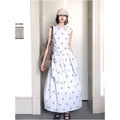 ASAYA7408 – Riviera Muse Printed Maxi Dress 🩵🖤