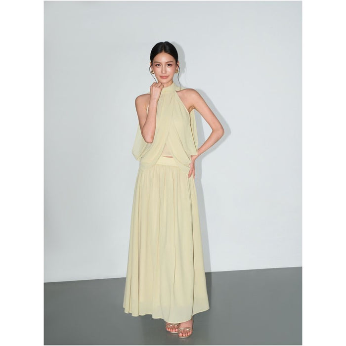 Yellow green midi skirt in stock / S