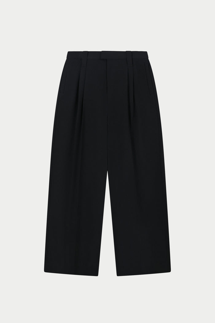 BARREL LEG TAILORED TROUSERS - BLACK