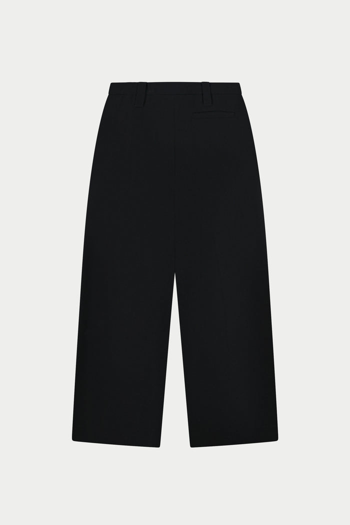 BARREL LEG TAILORED TROUSERS - BLACK