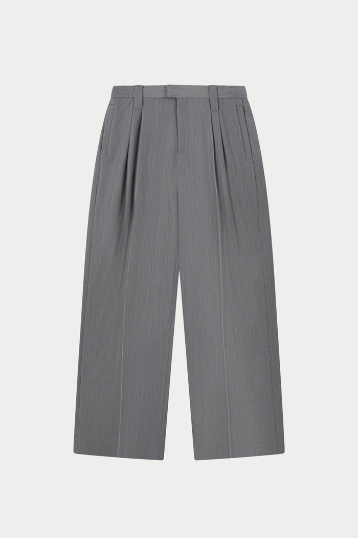 BARREL LEG TAILORED TROUSERS - GREY
