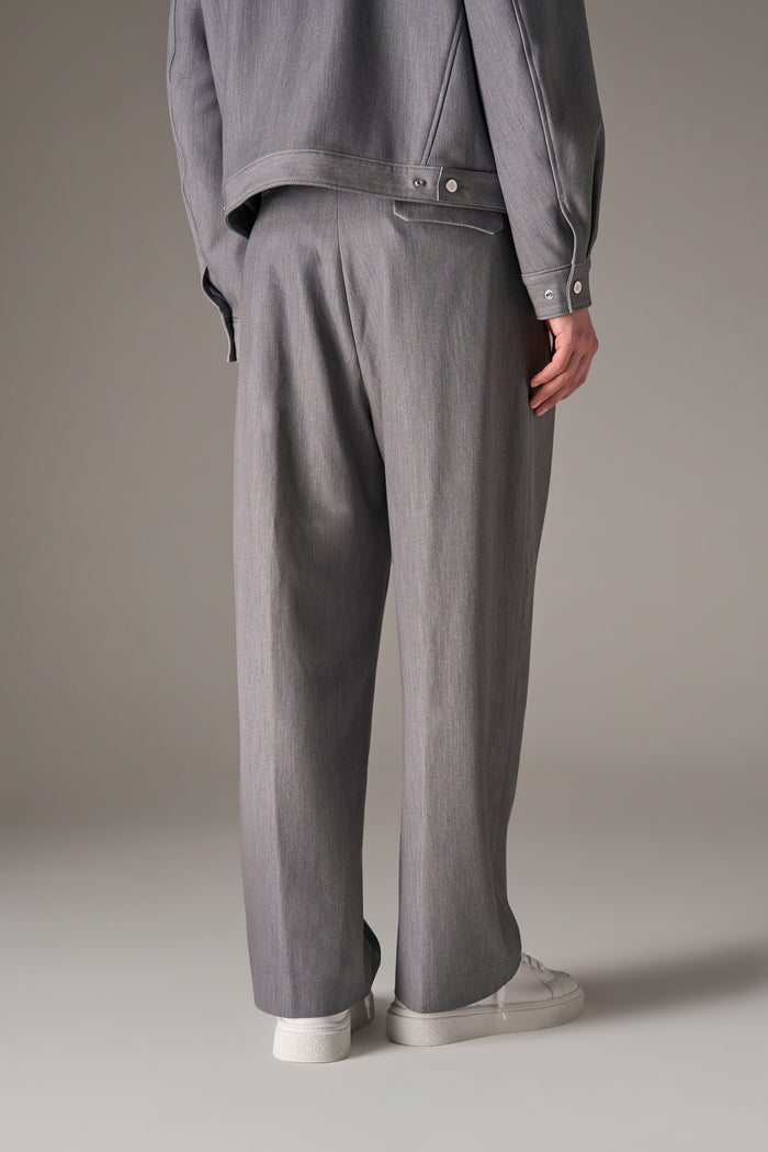 BARREL LEG TAILORED TROUSERS - GREY