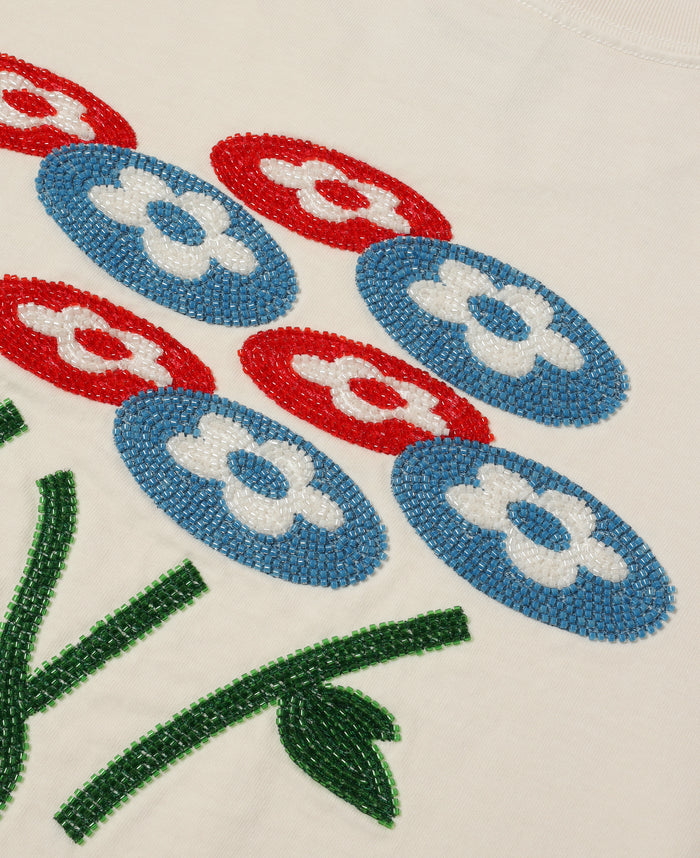 Beads Classic Flower T-Shirt (Off-White)