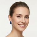 Blue Enamel Hoop Earrings