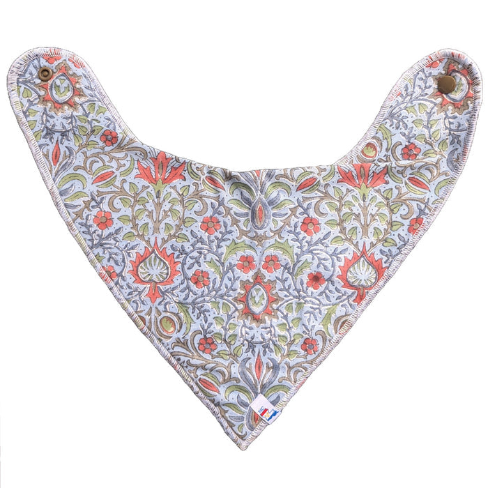 Blue Floral Block Print Baby Bib