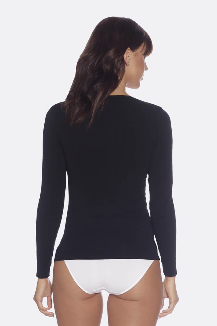 Women's Long Sleeve Black Top - Boody Organic Bamboo Eco Wear