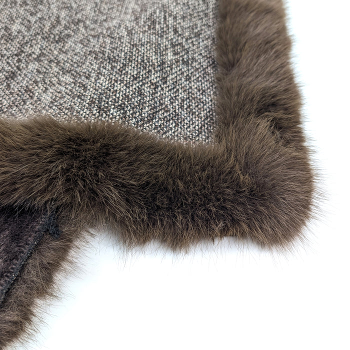 Button Collar Faux Fur Trimmed Poncho - Brown