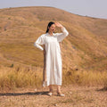 Beige Cascade Cotton Dress - OurDve