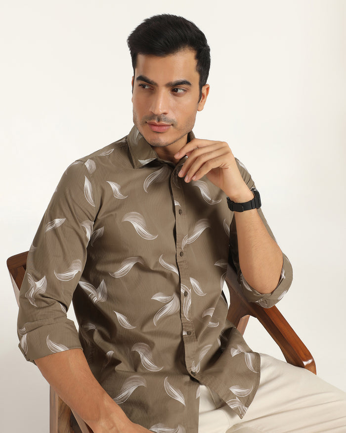 Casual Beige Printed Shirt - Geri