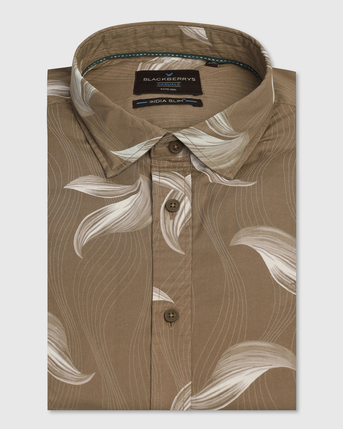 Casual Beige Printed Shirt - Geri
