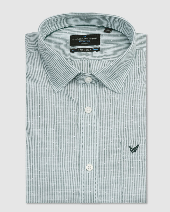 Casual Green Stripe Shirt - Marven
