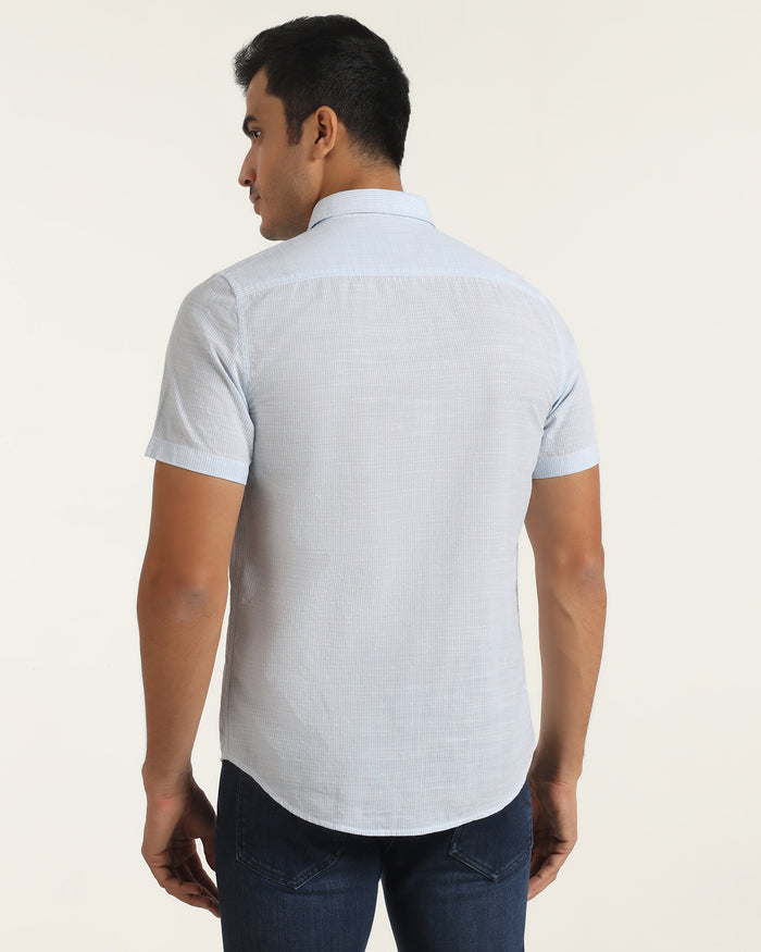 Casual Half Sleeve Blue Stripe Shirt - Marven
