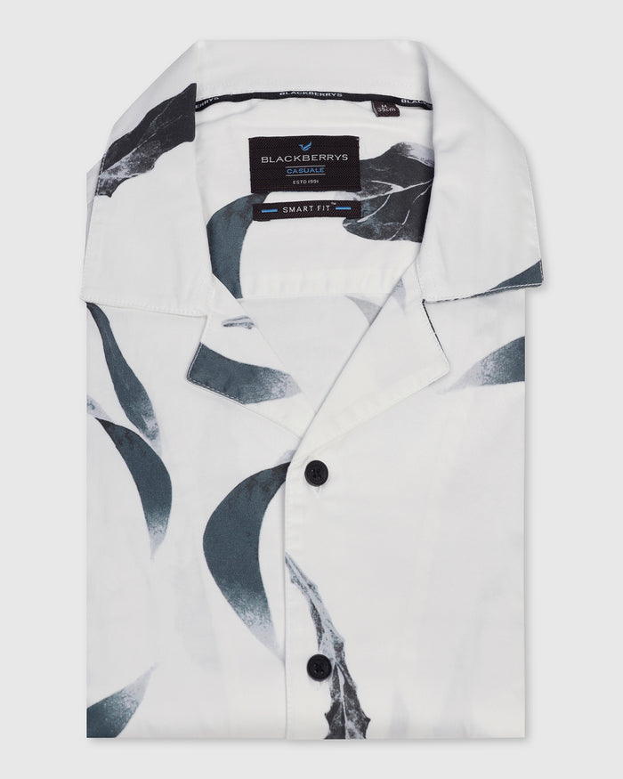 Casual Half Sleeve White Printed Shirt - Rowen