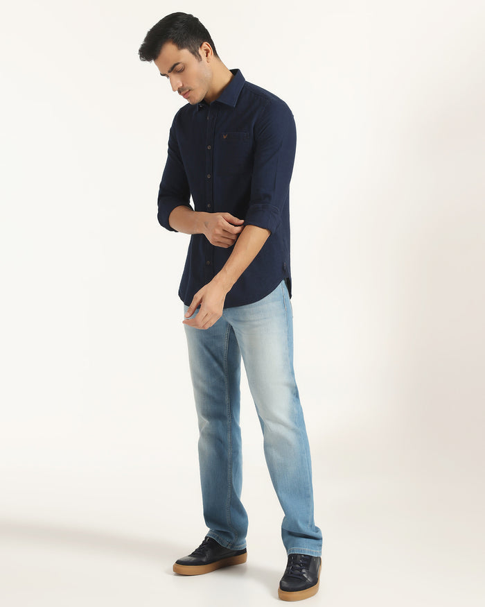 Casual Indigo Textured Shirt - Pasco