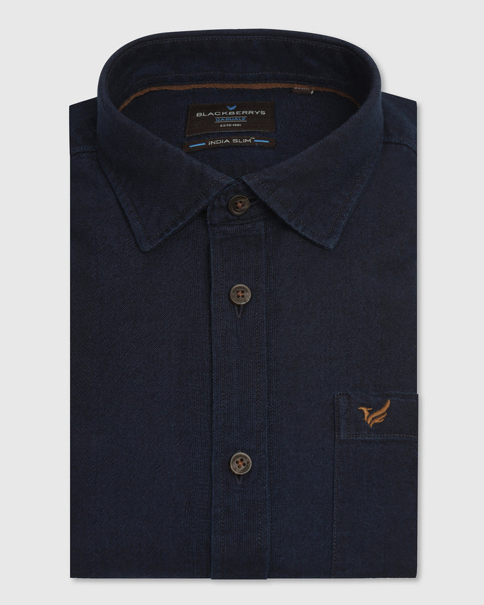 Casual Indigo Textured Shirt - Pasco