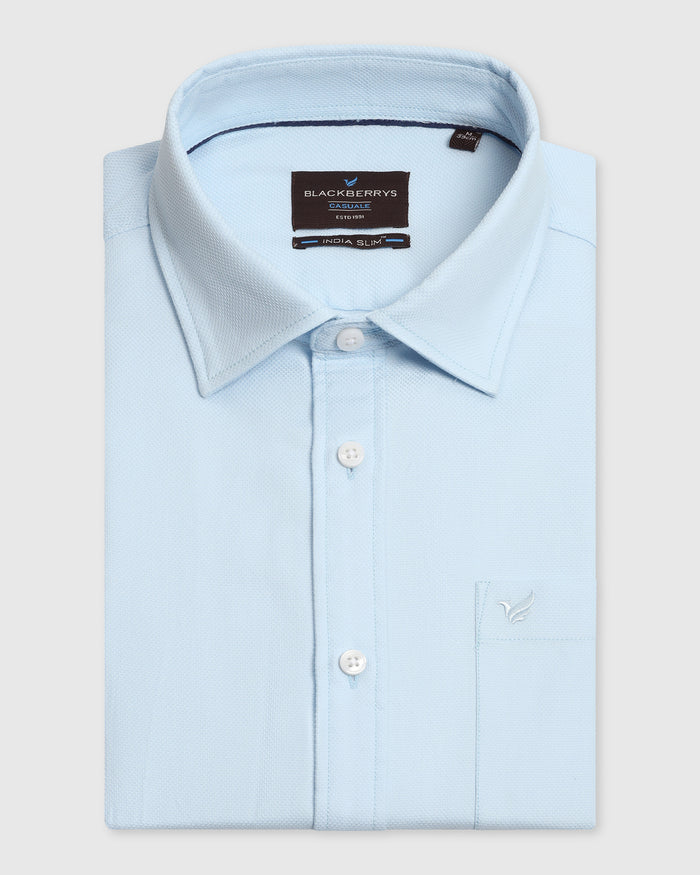Casual Light Blue Textured Shirt - Caty