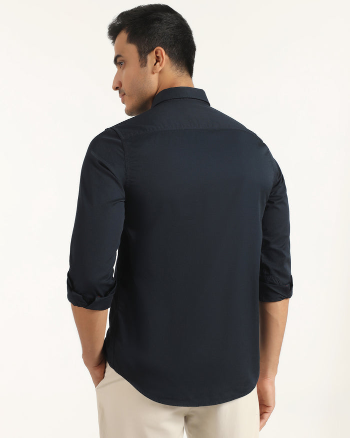 Casual Navy Solid Shirt - Juro