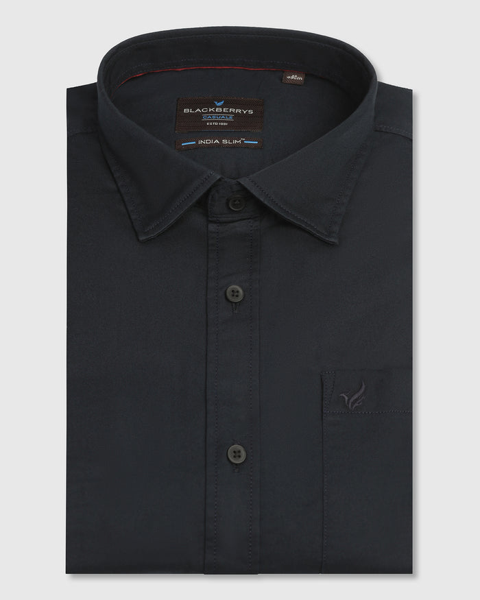 Casual Navy Solid Shirt - Juro