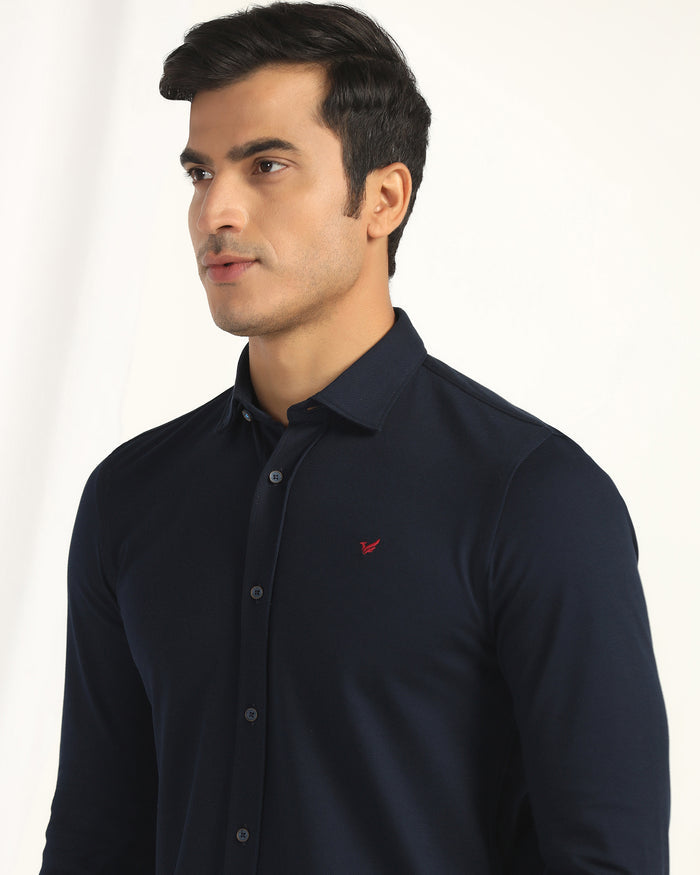 Casual Navy Solid Shirt - Pelantos