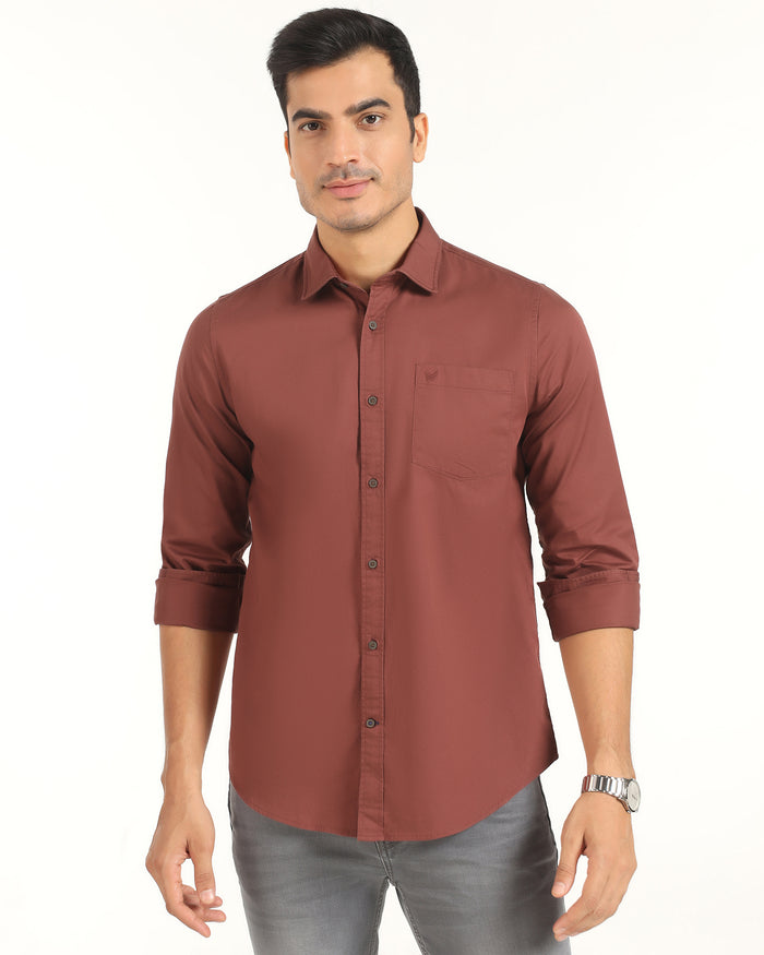 Casual Rust Solid Shirt - Juro