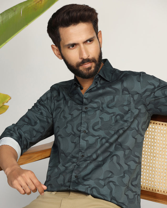 Casual Teal Printed Shirt - Heath