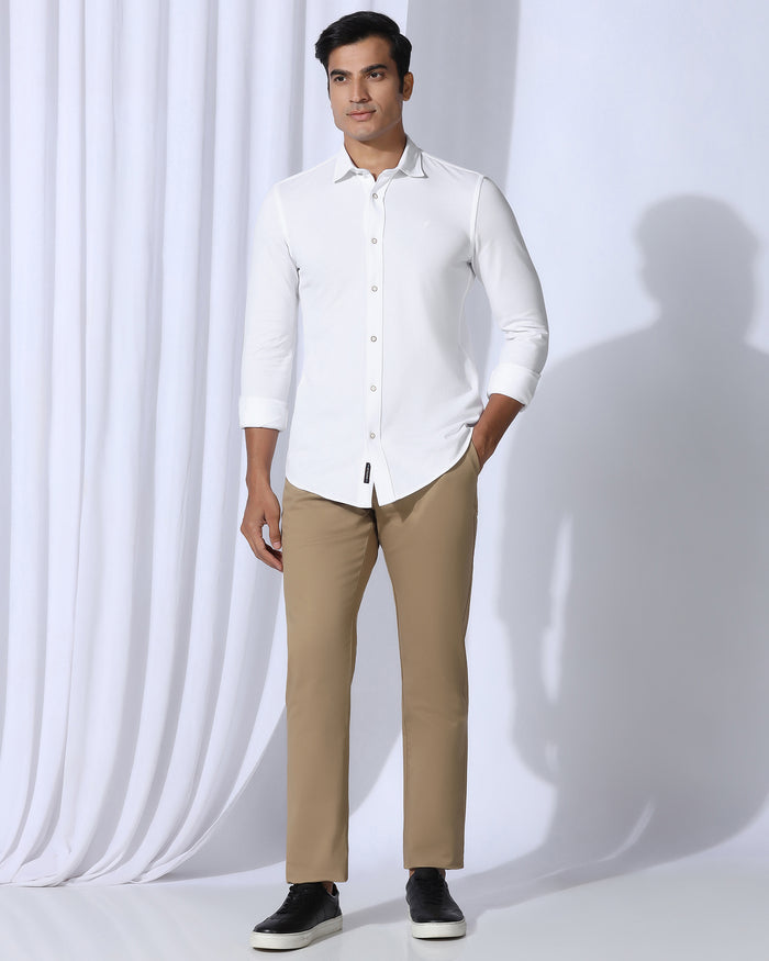 Casual White Solid Shirt - Pelantos