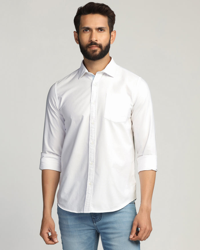 Casual White Solid Shirt - Solly