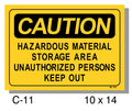 CAUTION SIGN, HAZARDOUS MATERIAL STORAGE