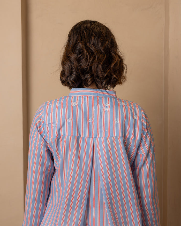 Celeste Top and Pants Set (Red and Blue Stripes)
