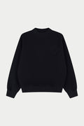 CHENILLE EMBLEM MOCK NECK CREW - BLACK