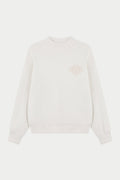 CHENILLE EMBLEM MOCK NECK CREW - BONE
