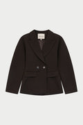 CINCHED WAIST BLAZER - CHOCOLATE