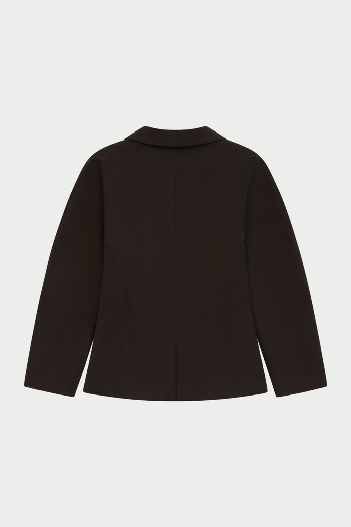 CINCHED WAIST BLAZER - CHOCOLATE