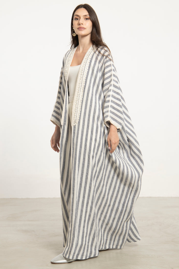 Classic Linen Large Stripes Abaya