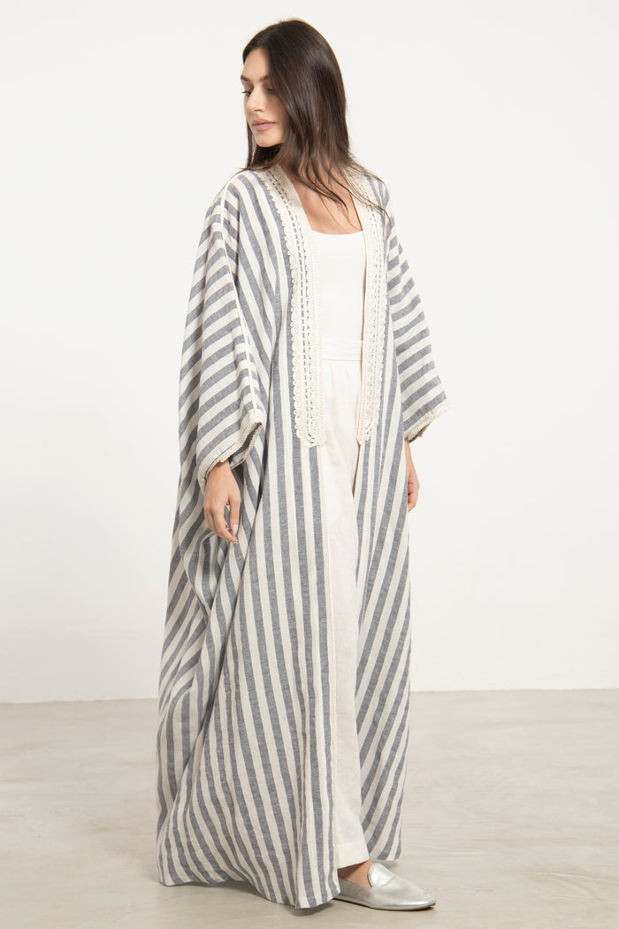 Classic Linen Large Stripes Abaya