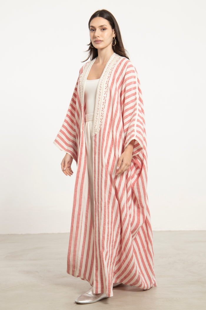 Classic Linen Large Stripes Abaya