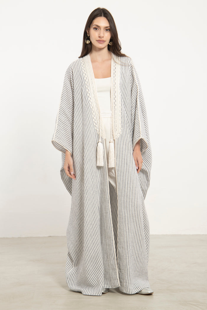 Classic Linen Striped Abaya
