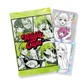 Three green-themed sticker packs featuring anime-style female characters with yellow-green hair and fox masks.