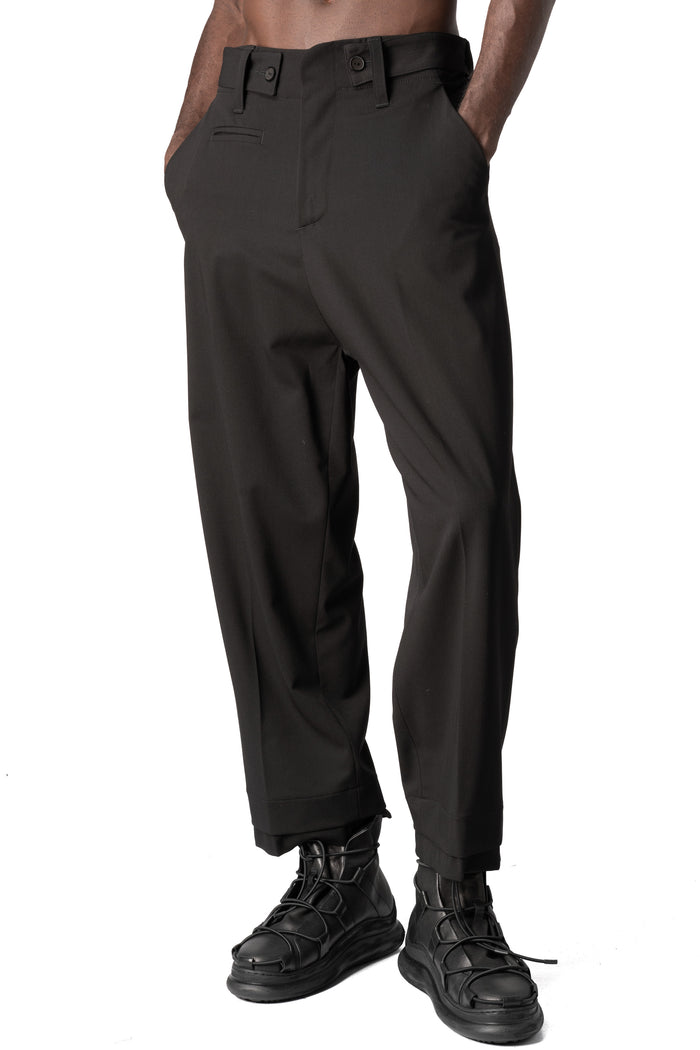 Comfort fluid wool-blend trousers, Black