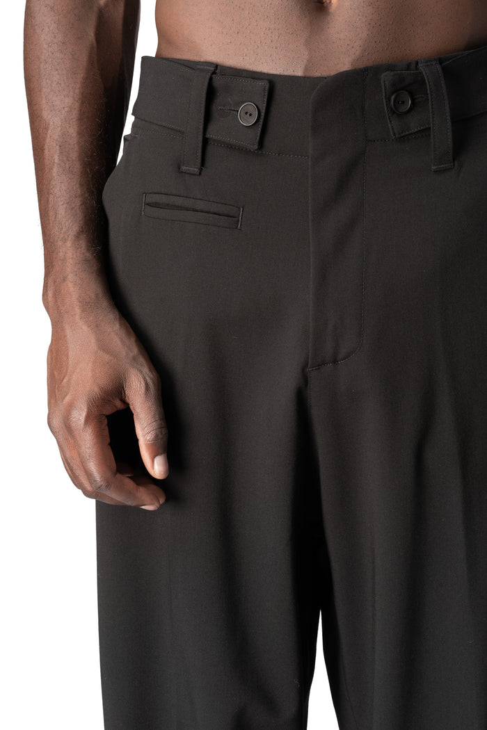 Comfort fluid wool-blend trousers, Black