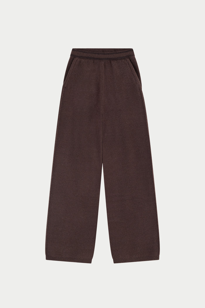 CONTRAST STRIPE KNITTED JOGGERS - CHOCOLATE