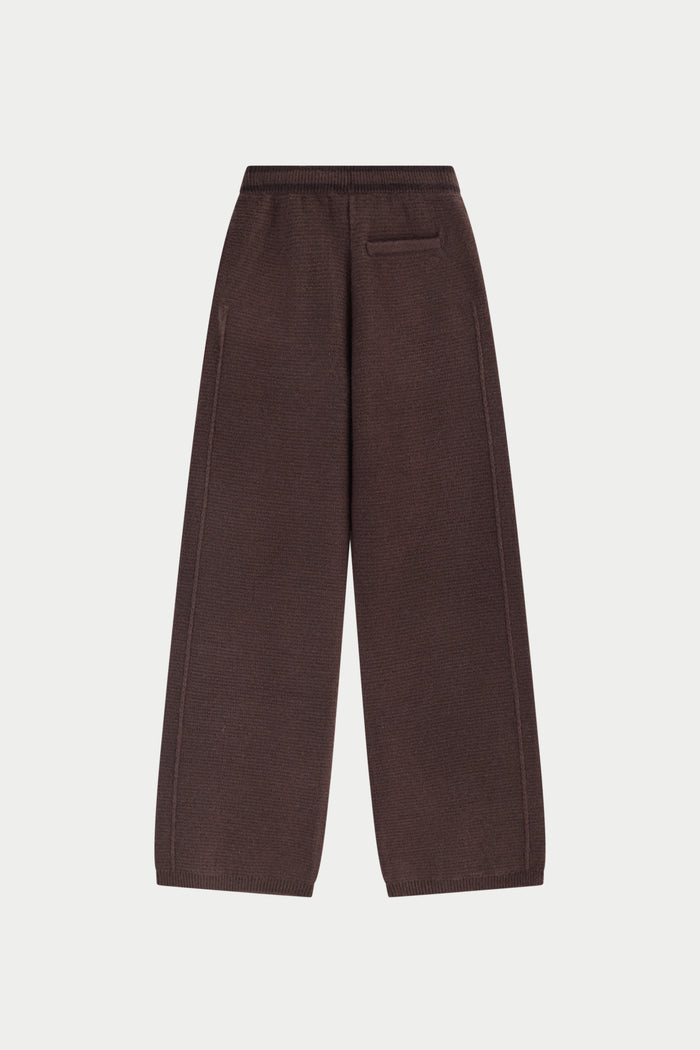 CONTRAST STRIPE KNITTED JOGGERS - CHOCOLATE