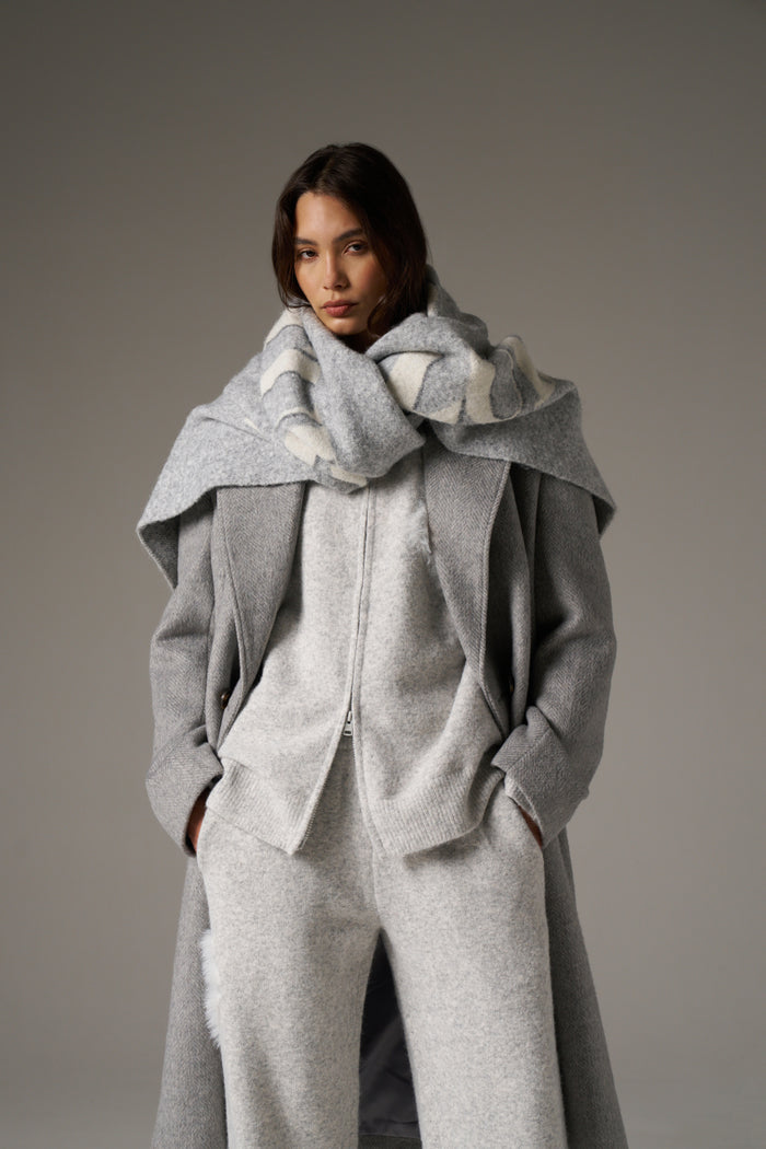 COPYRIGHT KNIT SCARF - GREY MARL