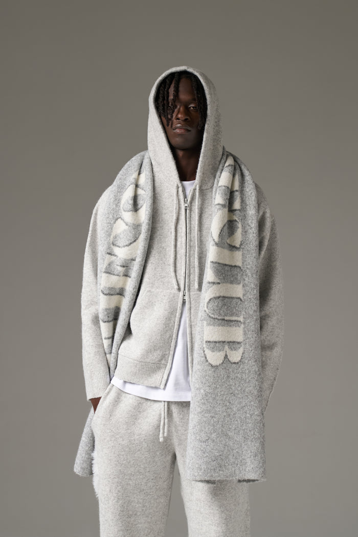 COPYRIGHT KNIT SCARF - GREY MARL