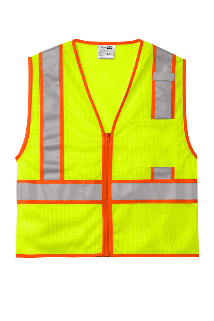 CornerStone® ANSI 107 Class 2 Mesh Zippered Two-Tone Vest | CSV103 - The Lemon Print & Design Studio
