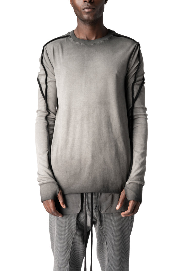 Cotton long sleeve tee, Cold dye grey